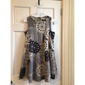 Zara Black-and-White Paisley Swing Dress